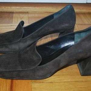 Womens Martinez Valero 2.75" Heel Pump Brown Suede Square Toe Shoes Size 8.5